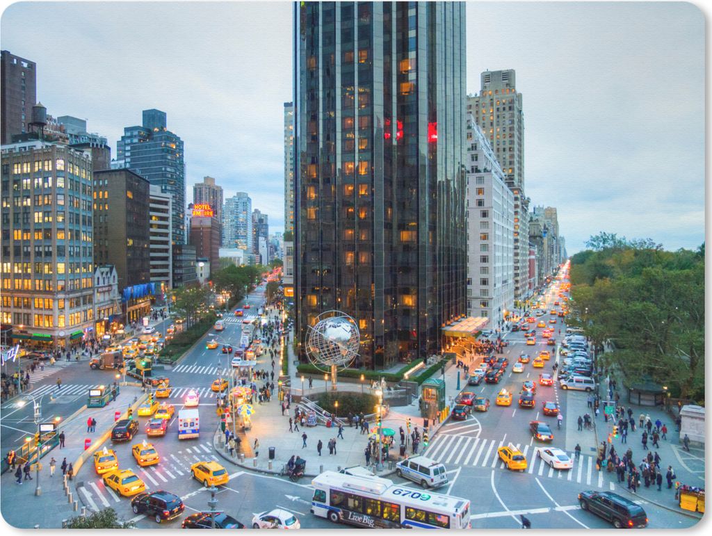 MuchoWow Mauspad Mousepad New York - Broadway - Taxi 23x19 cm - Mousepads - Maus Mat - Pad - Mausunterlage - Schreibtischunterlage - Mauspad