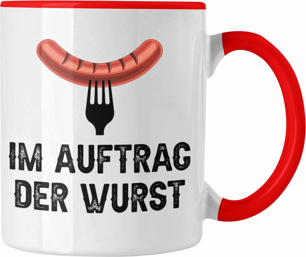 Trendation - Grillen Tasse Geschenk Männer Steak Liebhaber Grillen Geschenkidee Vater BBQ (Rot)