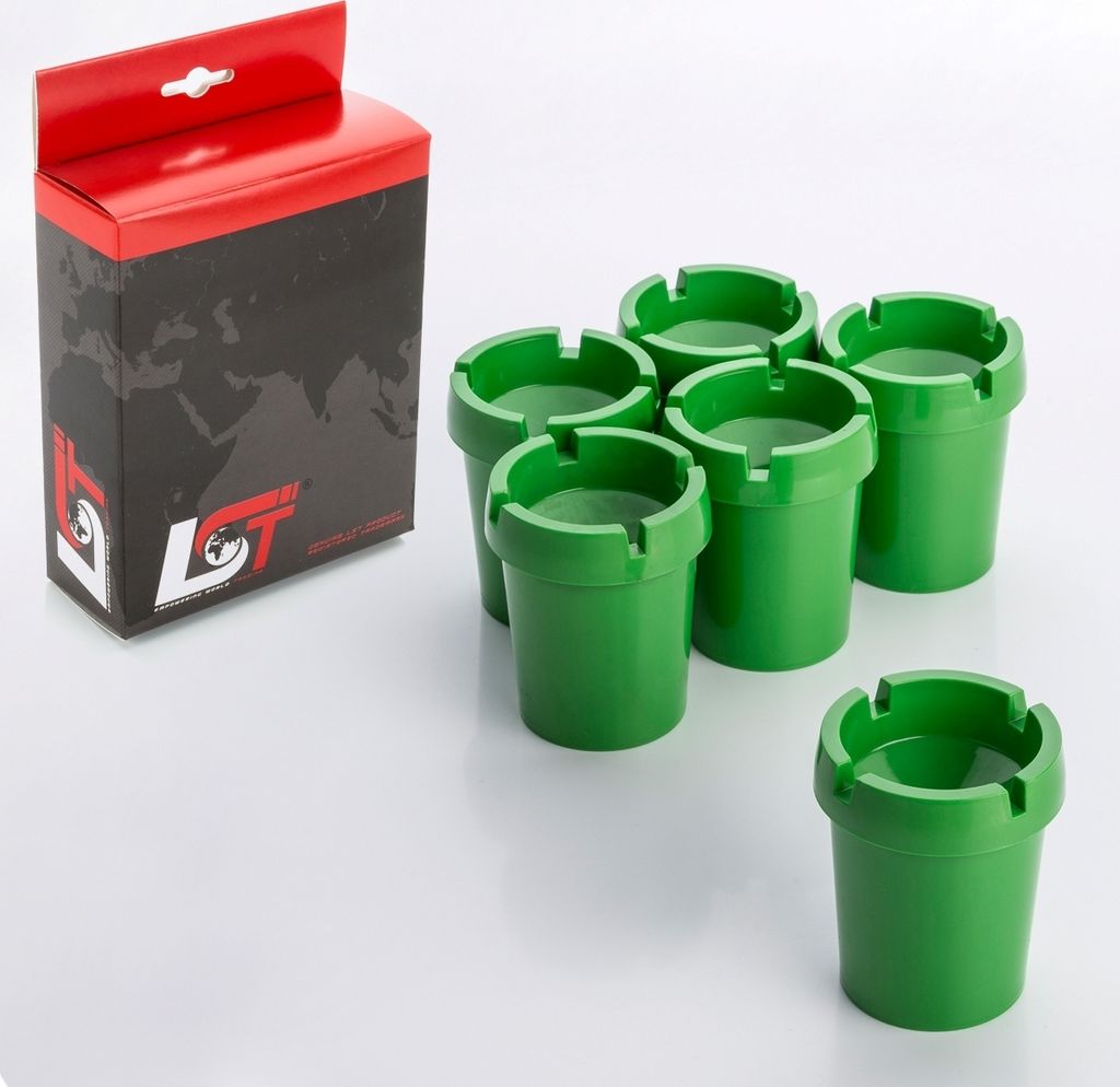 6x Aschenbecher Sturmaschenbecher rauchfrei Getränkehalter grün Kunststoff