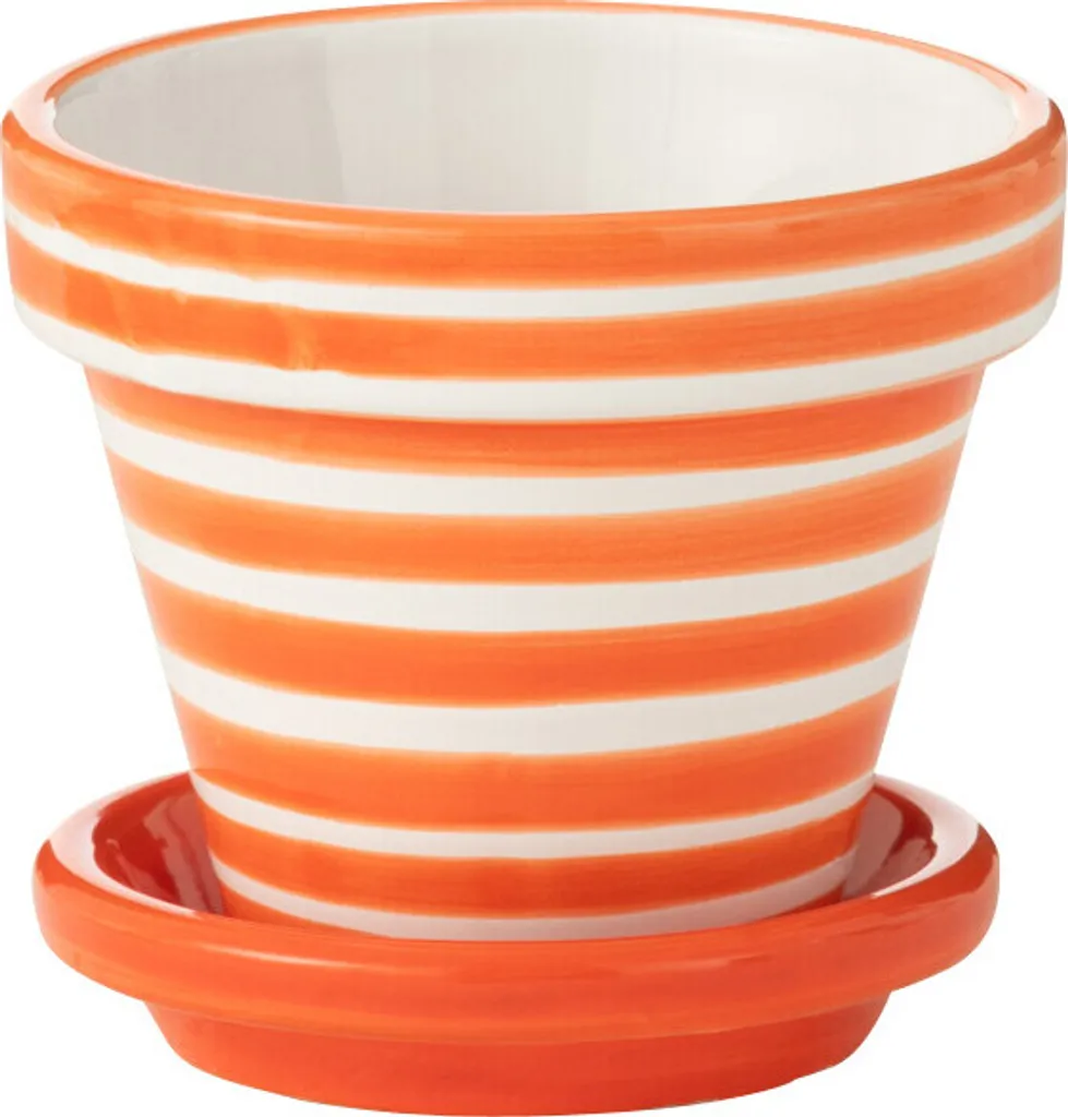 Petit cache-pot orange J-Line Granada Stripes Ø 17 cm en céramique