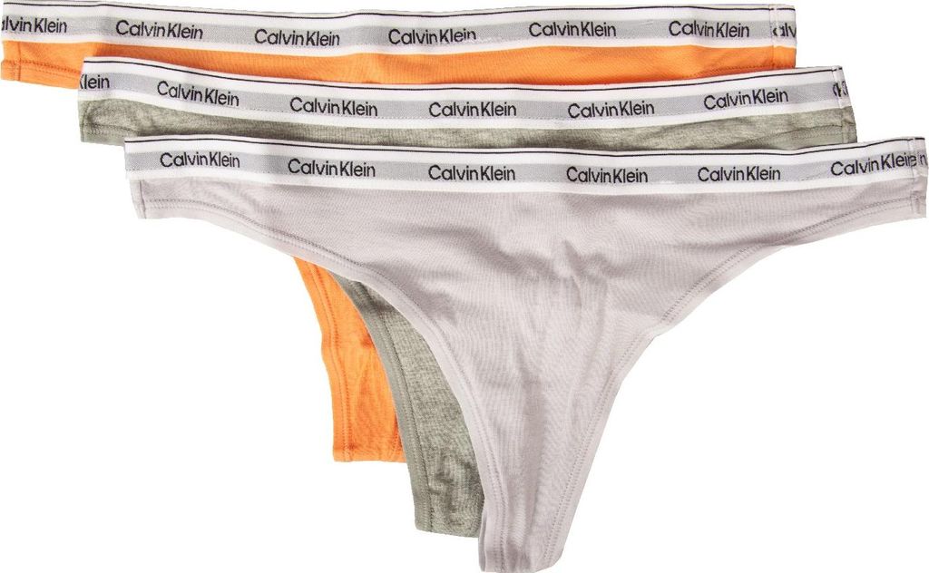 CK CALVIN KLEIN Damen-Tanga, 3er-Pack, Tanga aus sichtbarer, elastischer Baumwolle, Artikel QD5209E, L, Cotone 90%,Elasthan 10%