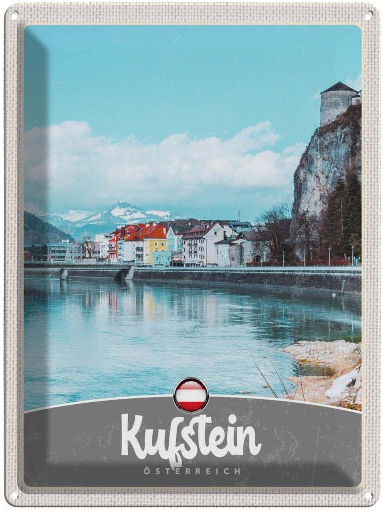 vianmo Blechschild 40x30 cm Kufstein Österreich Gebirge Natur Bildmotiv Reisemotiv Abenteuer Reisen Europa Urlaub