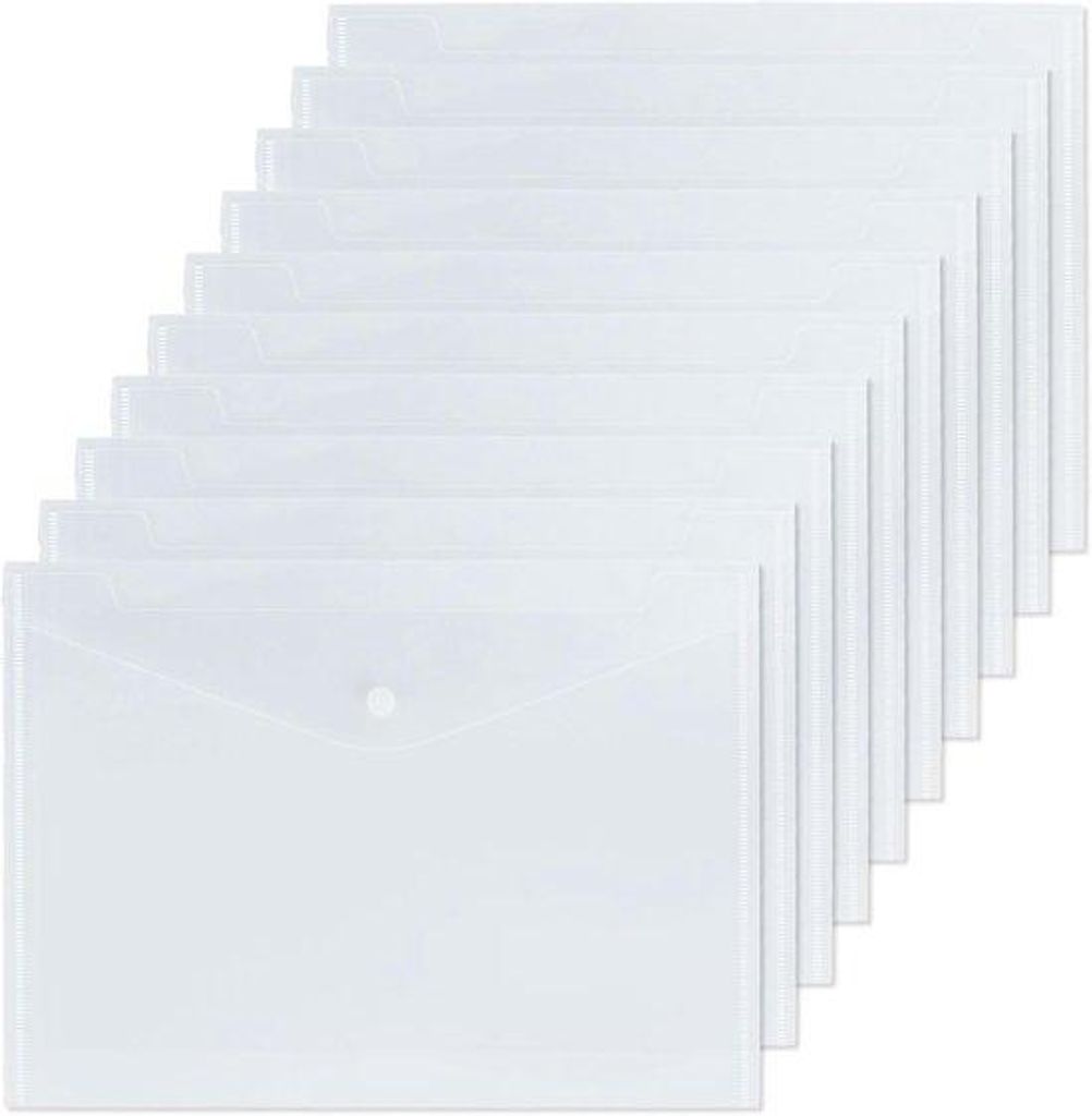 Transparente Aktenmappen mit Klettverschluss - 10 Stück Kunststoffdossiers - Büromaterial - Transparente Doki-Dokis - 10er Set von transparenten ...