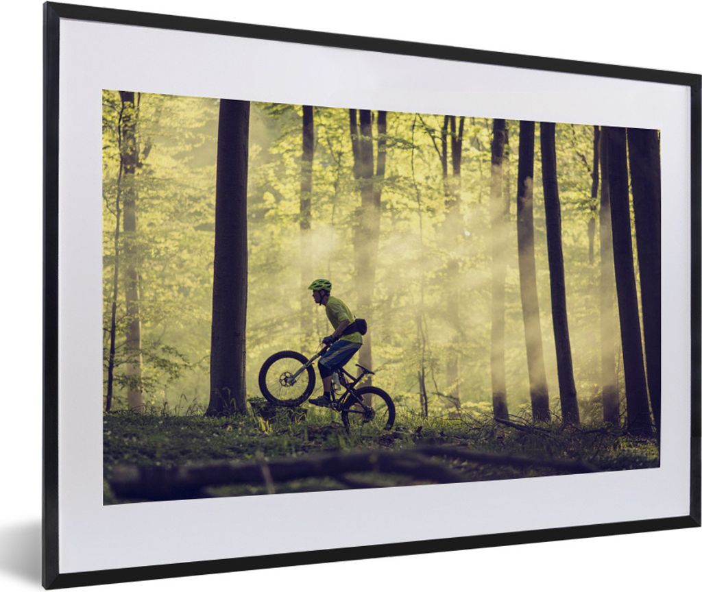 MuchoWow® Gerahmtes Poster Mit dem Mountainbike durch die Produktbild 