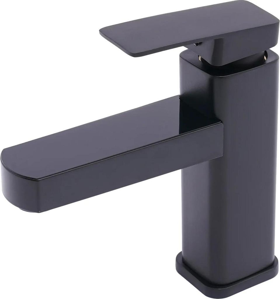 Waschtischarmatur - Einhebelmischer - Edelstahl - Keramikkartusche - Standmontage - LED-Licht - Schwarz