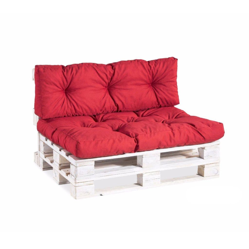 Palettenkissen, Gartensofakissen, Gesteppte Kissen gefüllt mit granuliertem Poulirette-Schaum, viele Farben und Größen PPI (Set (Sitzkissen 120x...