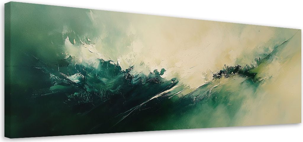 Leinwandbild Grün Beige Industrielle Abstraktion 90x30 Feeby Grün bild für die wand bereit zum aufhängen