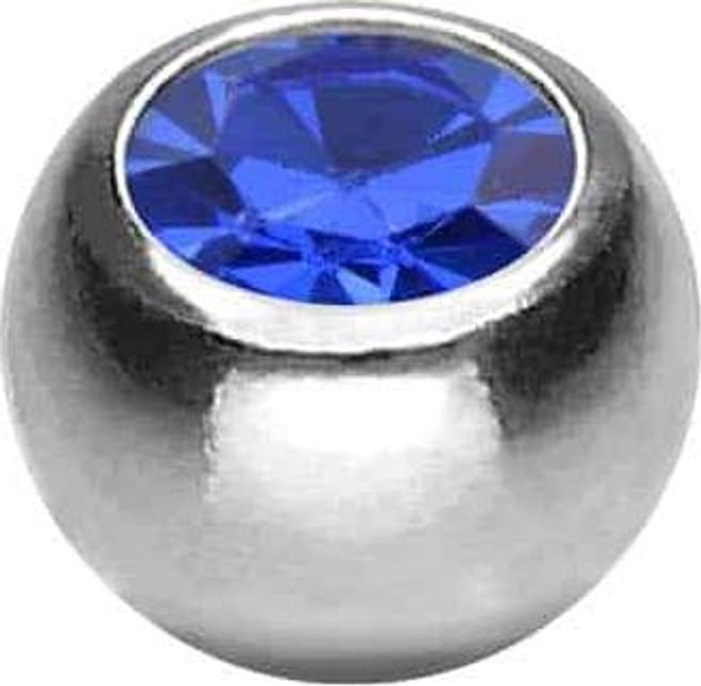 Titan Schraubkugel KRISTALL Silber | Kristall: Capriblau Gewinde: 1,6mm | Kugelgröße: 4mm