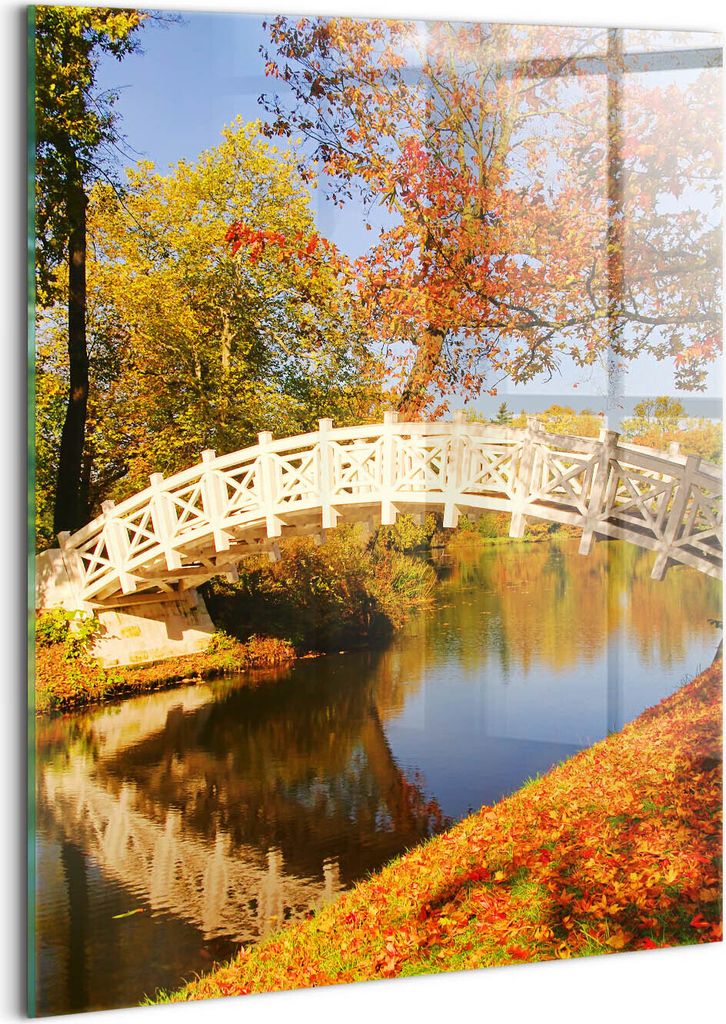 Designer Glasbild - Wandbild - Glas Bild - 60x80 cm - Wörlitzer Park Im Goldenen Herbst