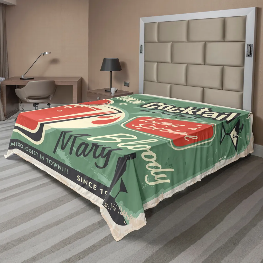 Lenzuolo Matrimoniale ABAKUHAUS 244x205 Cocktail Vintage Verde Rosso