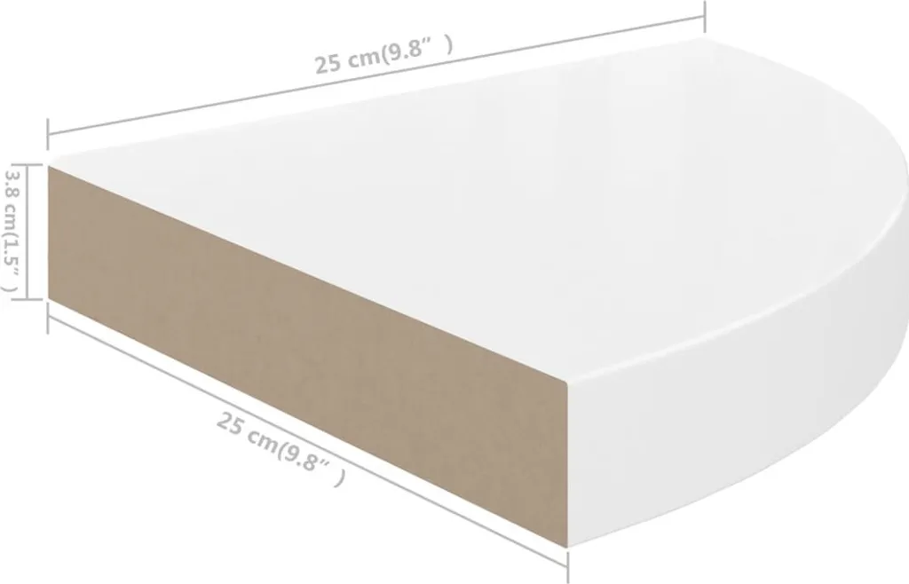 Miskall Set di 2 mensole angolari sospese per montaggio a parete, mensole angolari rotonde da appendere per camera da letto, soggiorno, doccia e cucina (bianco