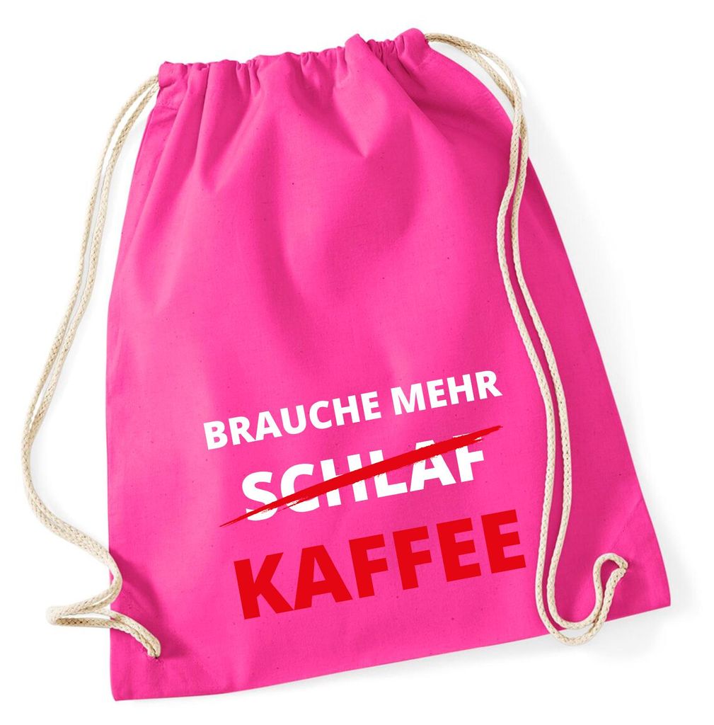 Huuraa Turnbeutel Brauche mehr Schlaf Kaffee 12 Liter Fuchsia Baumwolle Rucksack Geschenkidee