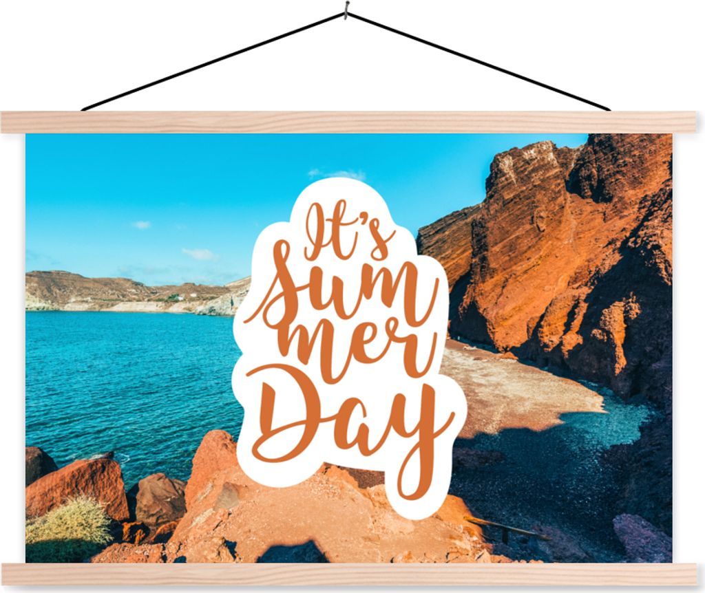 MuchoWow Textilposter Sommer - Sprichwort - Urlaub 60x40 cm mit holzfarbenen Rahmen - Bilder