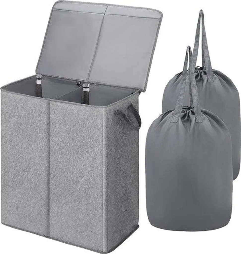 Panier de tri linge sale 135L gris idéal pour famille avec couvercle