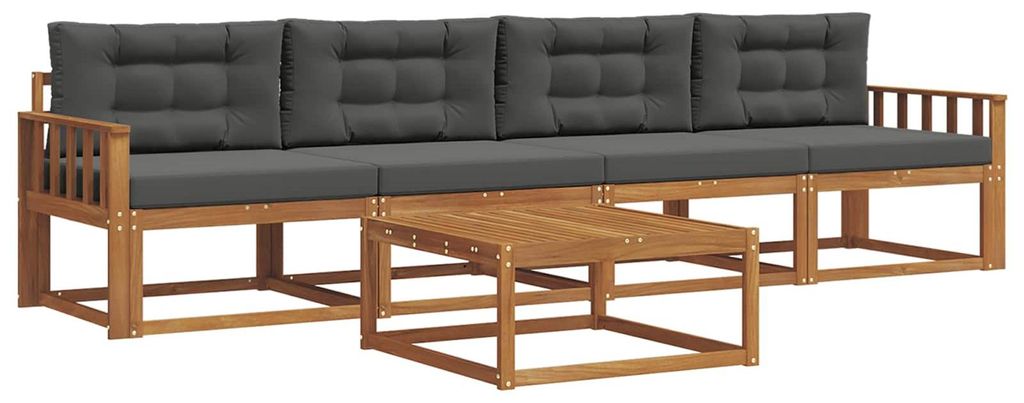 vidaXL Outdoor-Sofagarnitur mit Kissen 5 pcs Natur und Anthrazit