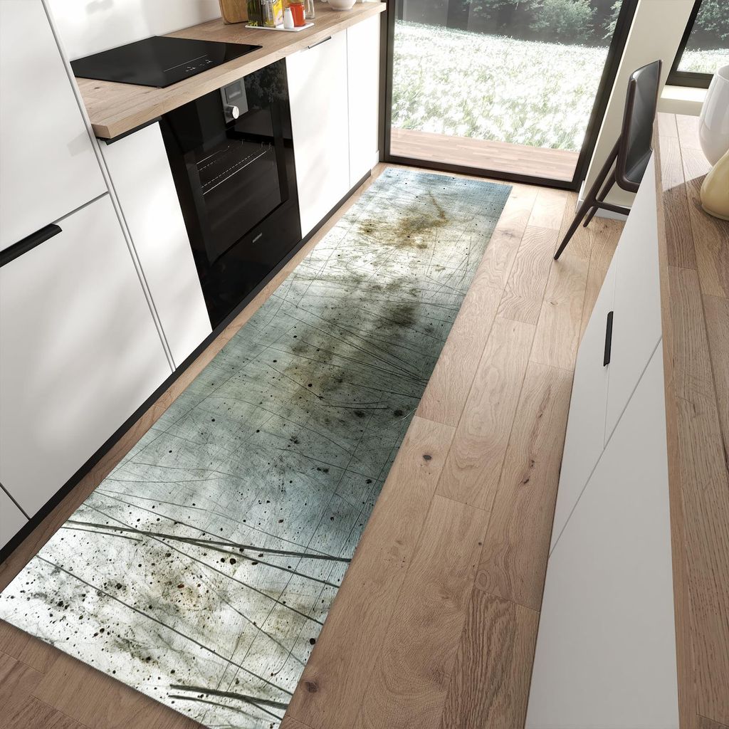 Küchenteppich 80x300cm rutschfest & abwischbar PVC Läufer - es Metall