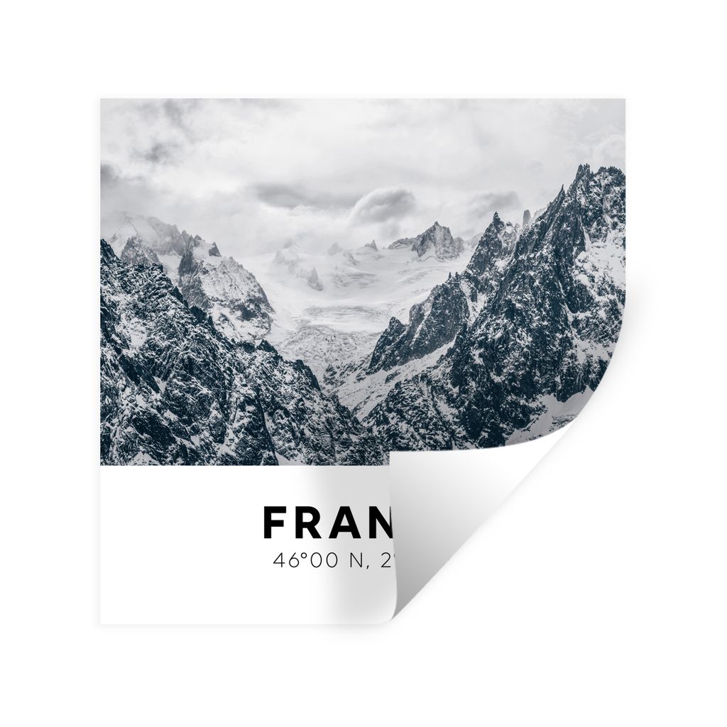 MuchoWow Wandtattoo Wandsticker Wandaufkleber Frankreich - Alpen - Schnee 100x100 cm Selbstklebend und Repositionierbar - Wierderverwendbar - Sel...