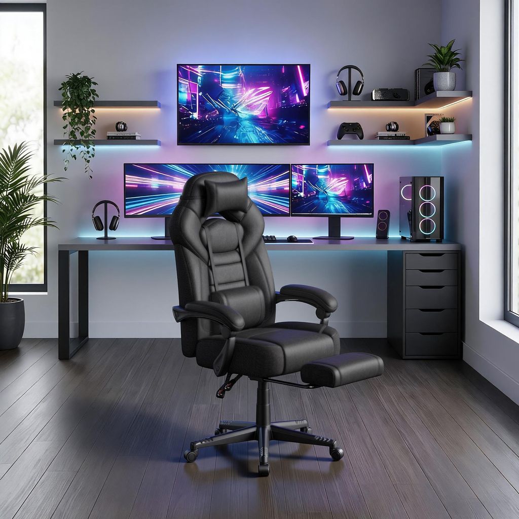 SONGMICS Ergonomischer Bürostuhl mit Fußstütze, Produktbild 