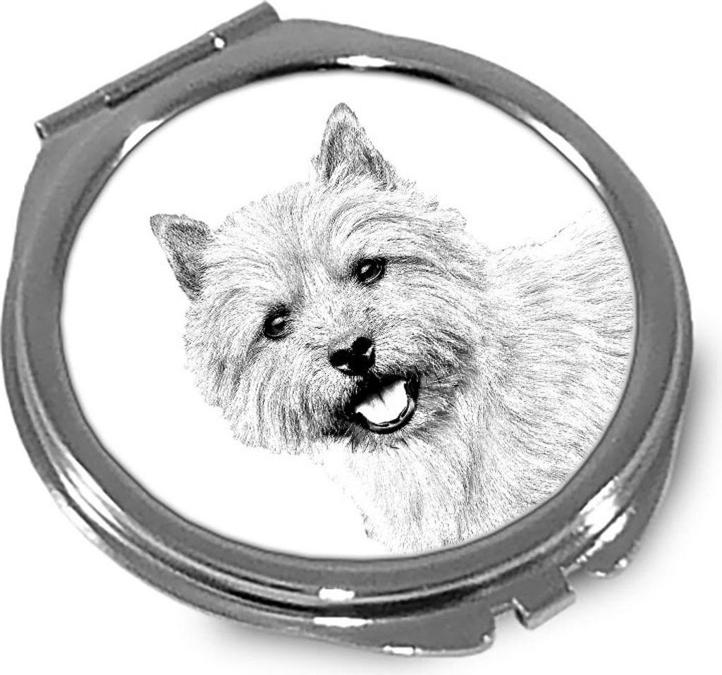 Norwich Terrier - Taschenspiegel mit Hund, personalisierter Taschenspiegel, kompakter Spiegel mit Art-Dog-Logo