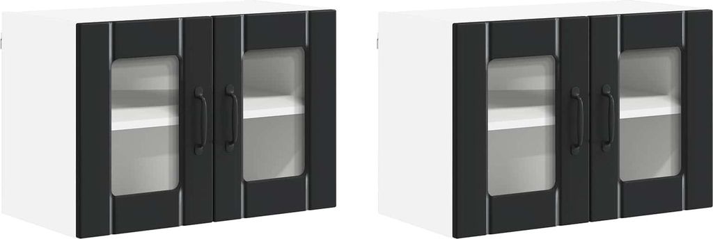 Küchenschrank 2 pcs Schwarz 60 x 31 x 40 cm Holzwerkstoff