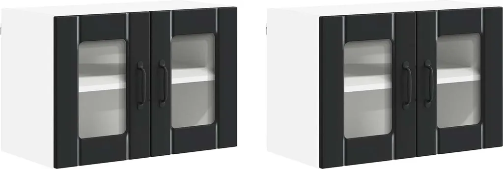 Set 2 Pensili Cucina Neri 60x31x40 cm - Mobili in Legno per Famiglie