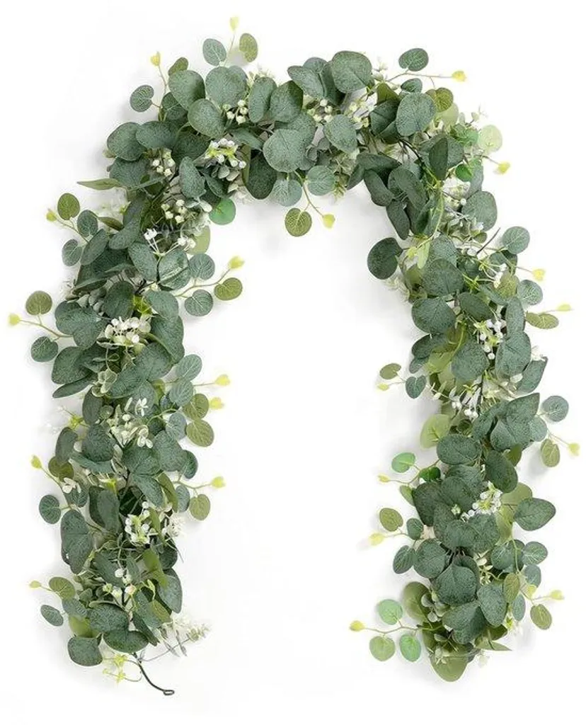 Guirlande artificielle eucalyptus 180 cm verte pour décoration intérieure