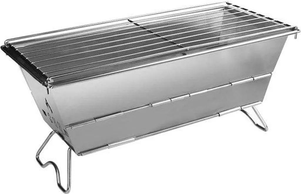 Barbecue jardin inox robuste avec tablette et grille de cuisson 40cm