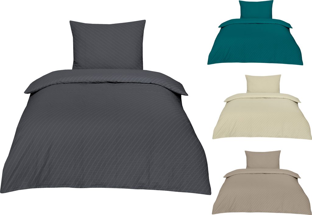 Betz Bettwäsche Seersucker Garnitur Set in verschiedenen Größen und Farben aus 100 % Baumwolle mit Reißverschluss - Bügelfrei Farbe - 155/220+...