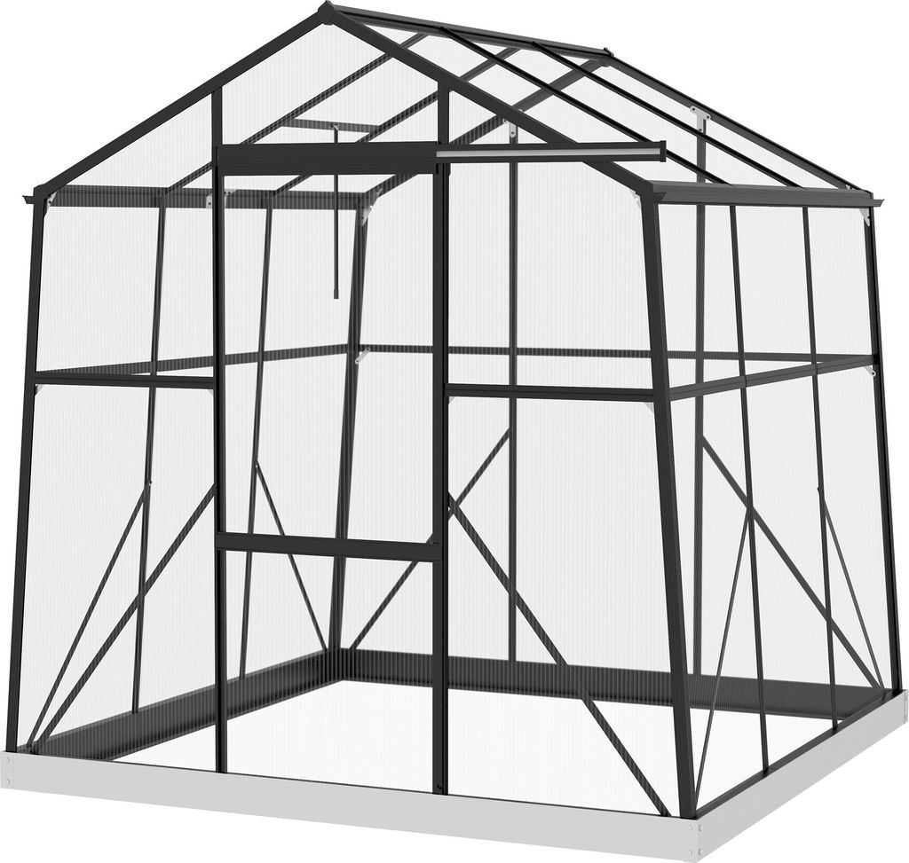 Gewächshaus Treibhaus Frühbeet, wetterbeständig, 192 x 192 x 203 cm, Schwarz
