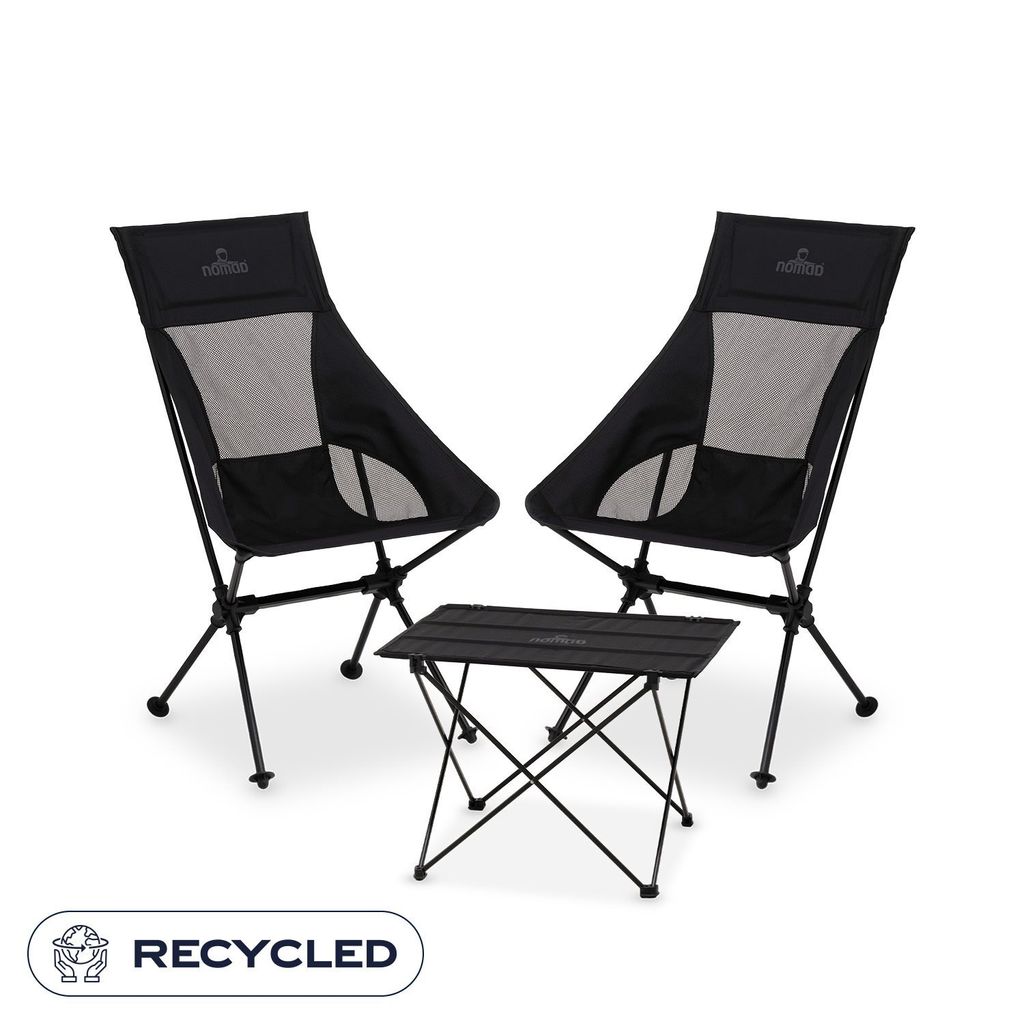 NOMAD Set Sarek Comfort | 2x Stuhl + 1 Amosen Tisch | Campingmöbel Set Campingstühle und Campingtisch