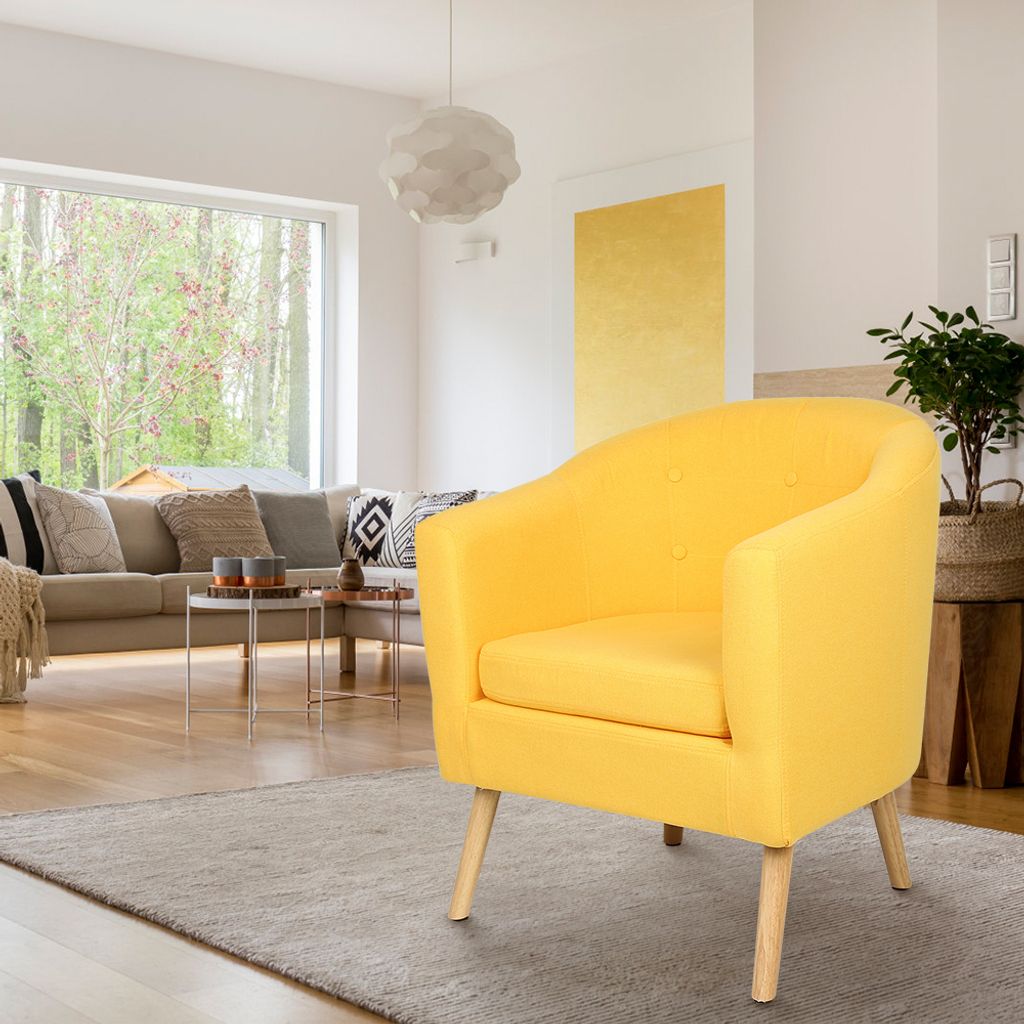 Sessel 1er Set Esszimmerstühle mit Armlehne Sofa Sessel Relaxliege Skandinavische Sessel Gelb
