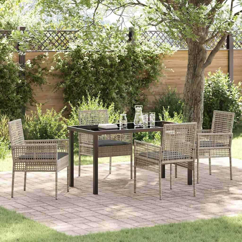 Maison Exclusive - Garten Essgruppe mit Kissen 5 pcs Hellgrau Poly-Rattan