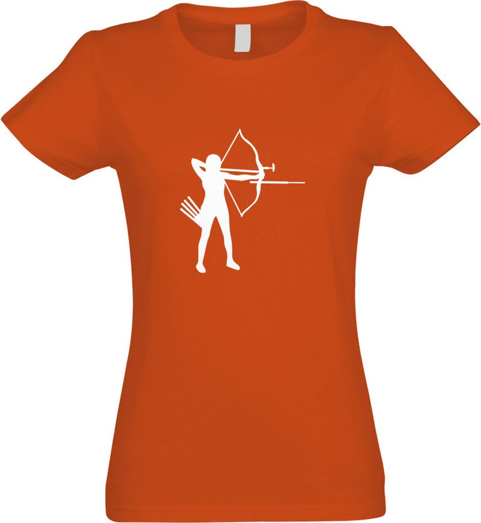 Kiwistar - T-Shirt tailliert - Damen - orange - Bogenschießen Bogensport - mit Motiv Bedruckt - Funshirt Design - Sport - Freizeit - Damen - XL