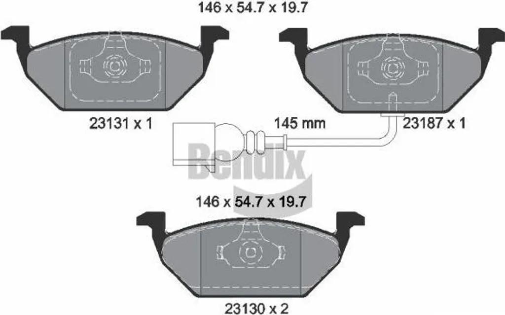 Plaquettes de frein BENDIX BPD1001 pour Audi A3 et Golf IV - OE 1J0698151D