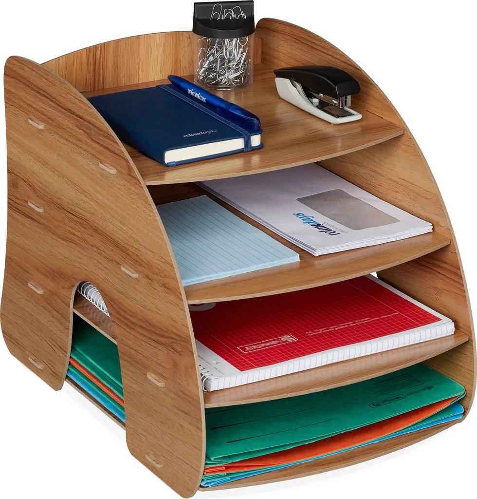 Vassoio Portadocumenti 4 Scomparti RD42747 Marrone - Organizer A4 Ufficio - 1