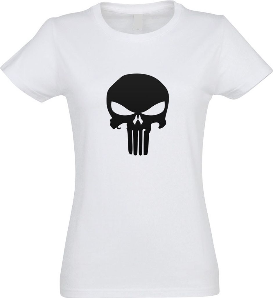 Kiwistar - T-Shirt tailliert - Damen - Weiss - Totenkopf - mit Motiv Bedruckt - Funshirt Design - Sport - Freizeit - Damen - L