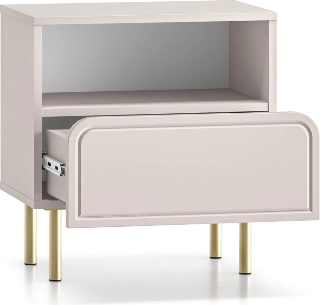 Table de nuit beige cachemire 50 cm Loppa Selsey avec rangement