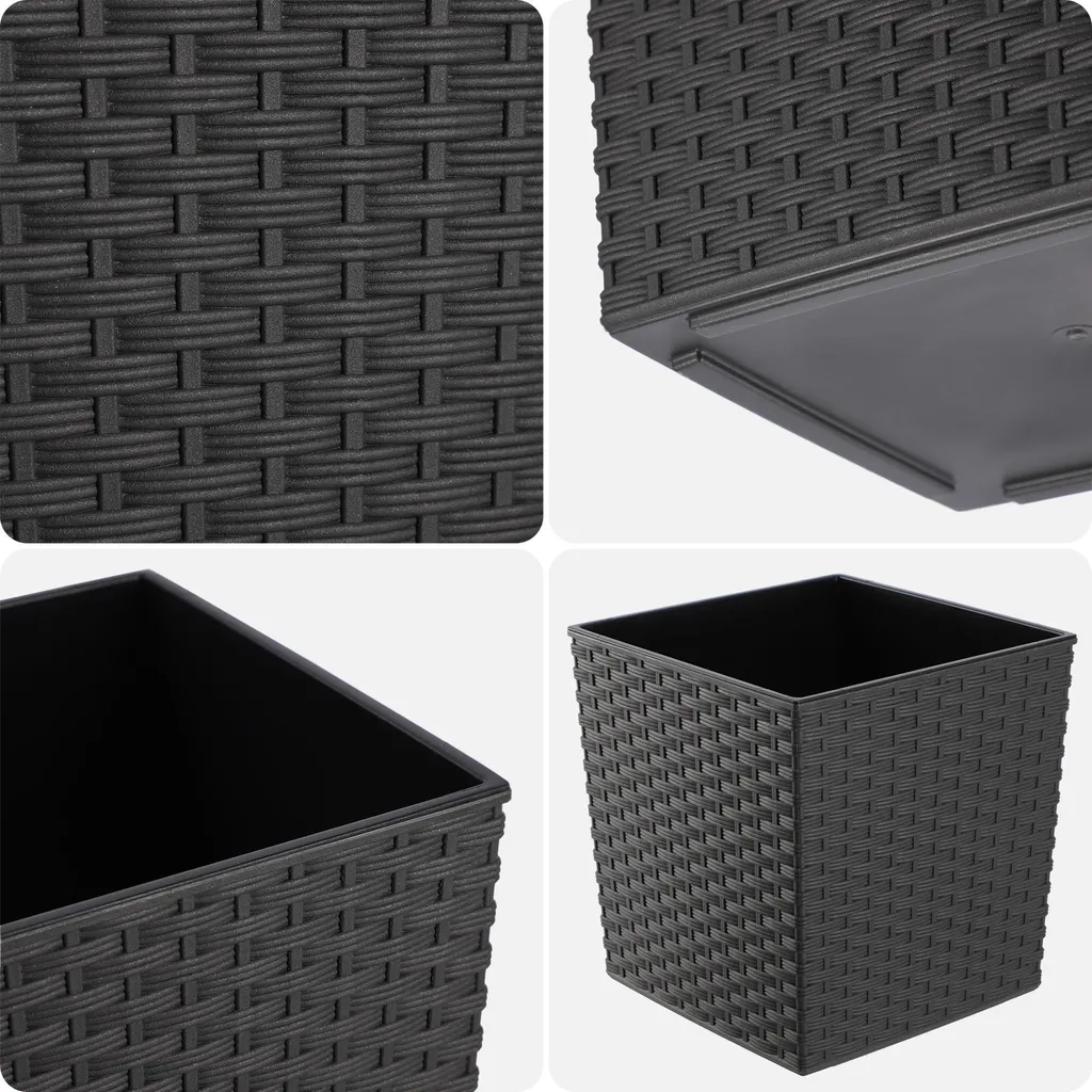 Cache-pot graphite 30cm résistant avec insert de plantation intégré - 13