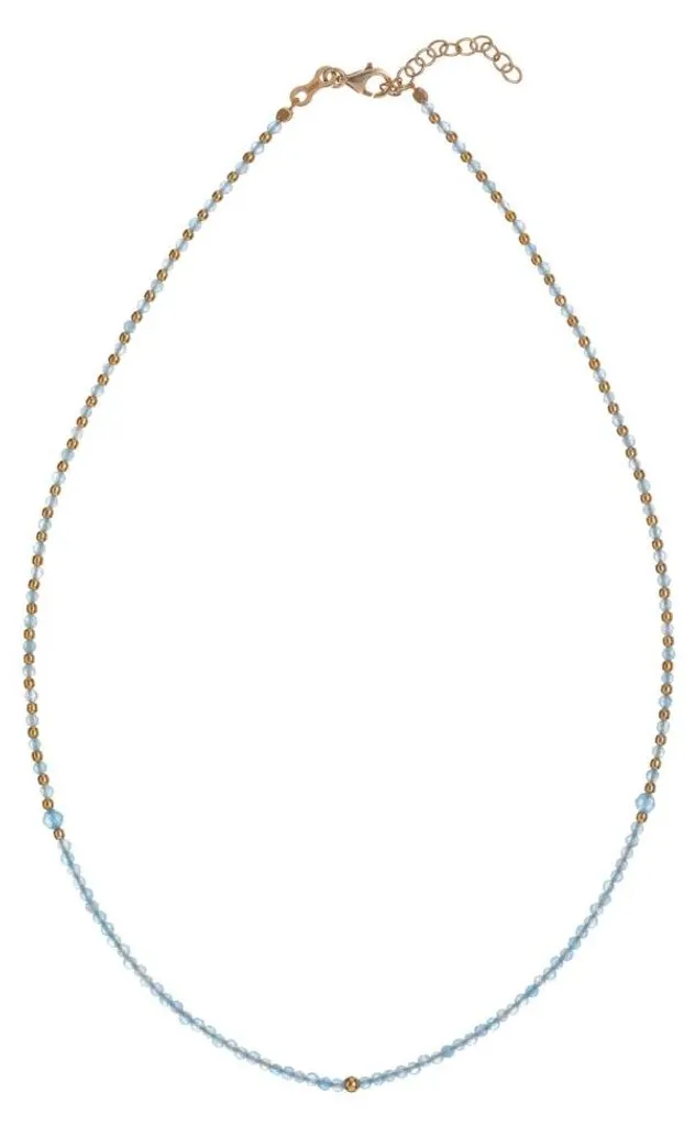Collier femme en perles de jade bleu et finition dorée - Bijou de luxe
