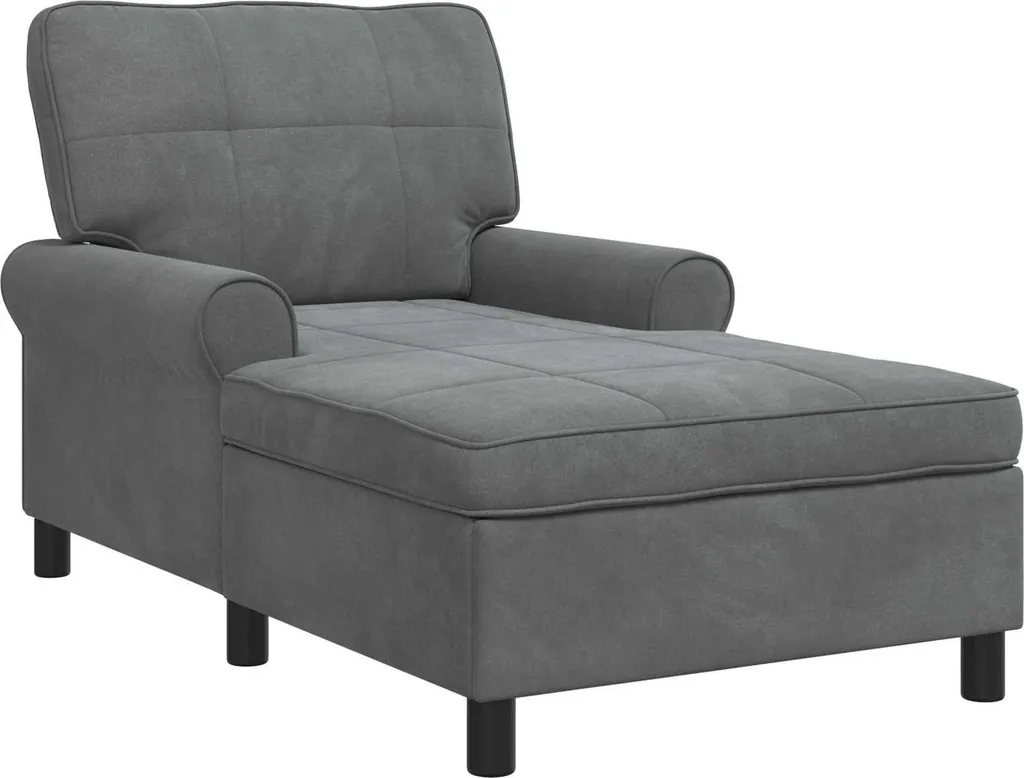 Chaise longue vidaXL avec coussin gris foncé 91x157x91 cm en velours