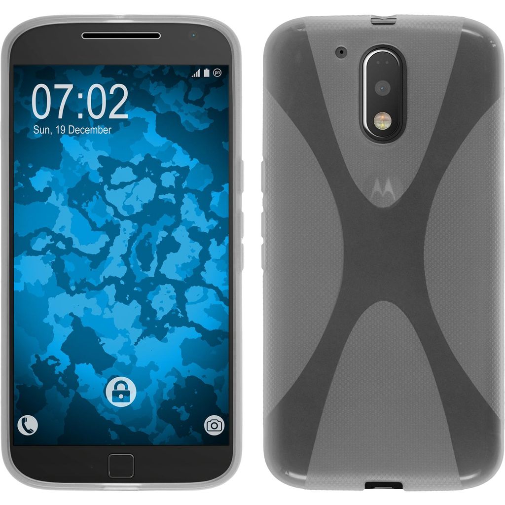 PhoneNatic Case kompatibel mit Motorola Moto G4 Plus - clear Silikon Hülle X-Style + 2 Schutzfolien