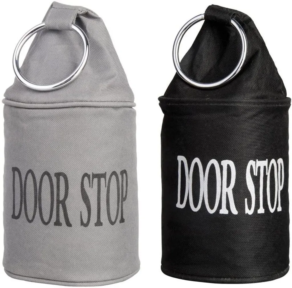 Butoirs de porte avec anneau métallique lot de 2 noir et gris 1kg