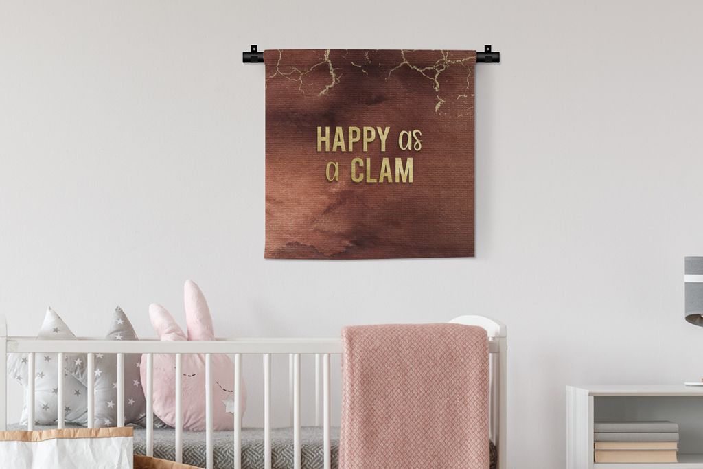 MuchoWow Wandteppich Wandbehang Zitate - Muschel - Roségold 60x60 cm Tapisserie Dekoration Wandtuch - Dekorationen - Wand Decke