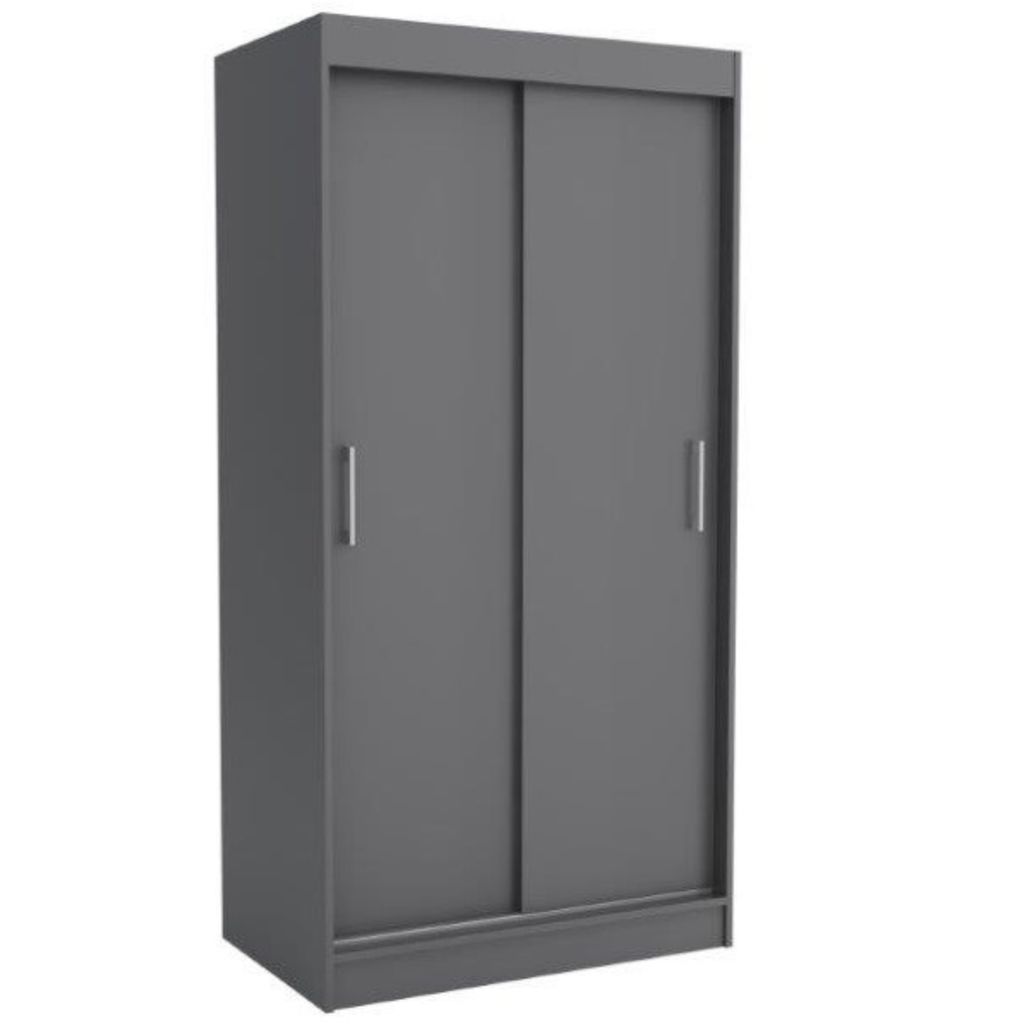Schiebetürenschrank Emma 100 cm breit, Anthrazit, mit 2 Kleiderstangen und Regalen – Moderner Aufbewahrungsschrank für Schlafzimmer