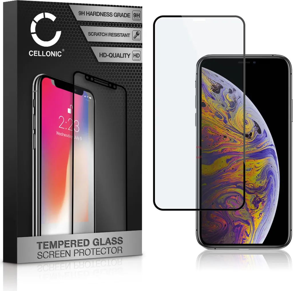 Vetro temperato 9H CELLONIC compatibile con iPhone Xs Max (3D Case-friendly 9H, screen protector glass pellicola protettiva per telefono smartphone
