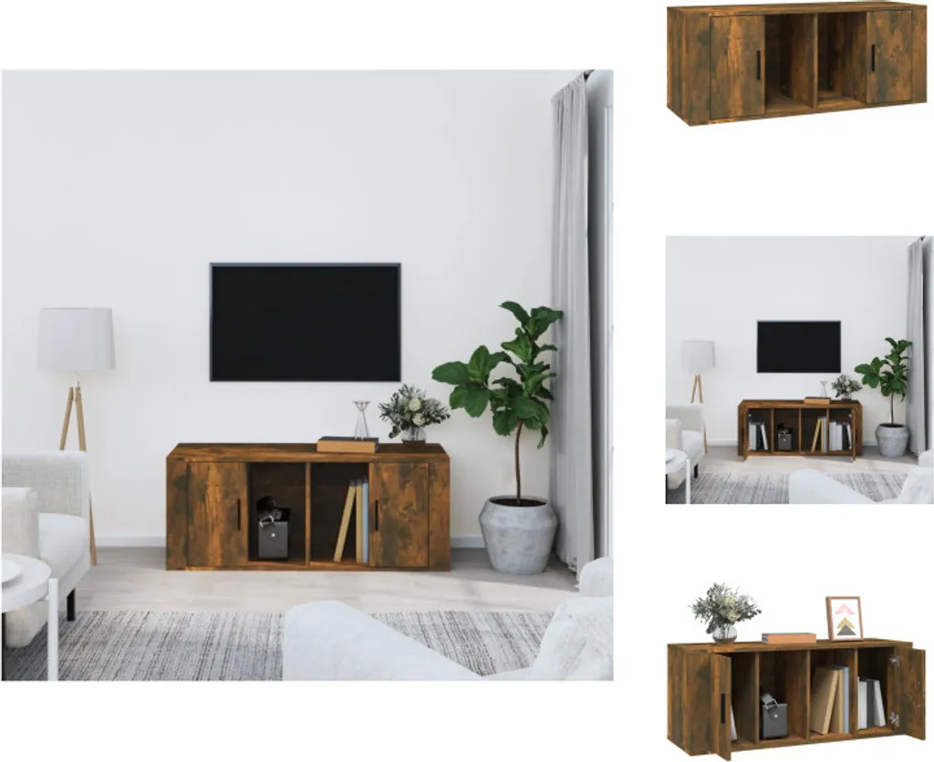 vidaXL Mobile TV Rovere Fumé Legno Multistrato 100cm