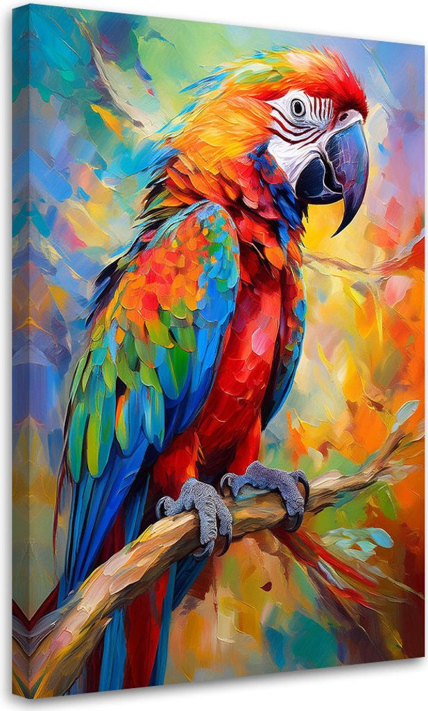 Leinwandbild Papagei Abstraktion Tiere 70x100 Feeby Bunt bild für die wand bereit zum aufhängen