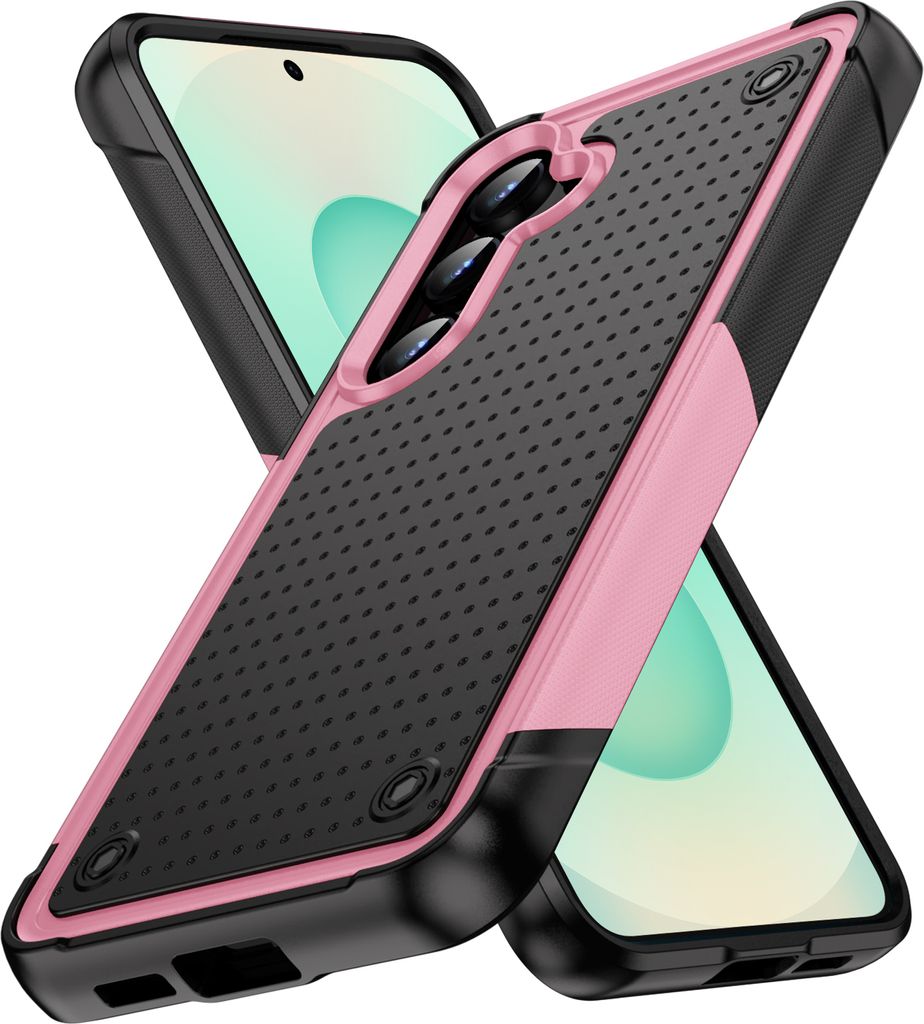 Hülle Für Samsung Galaxy S24 FE Militärqualität Stoßfest Hybrid 2 in 1 Hart PC Weich TPU Handyhülle Pink Schwarz