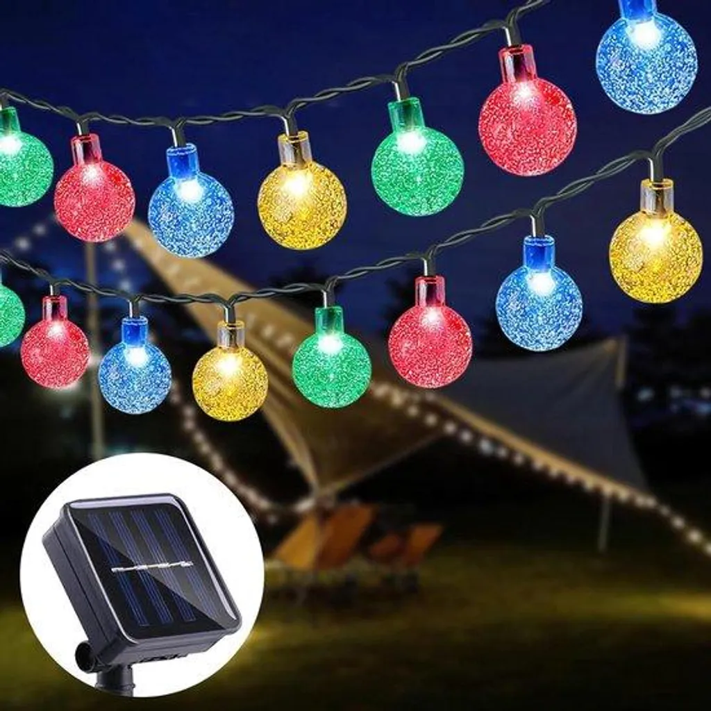 Guirlande solaire multifonctionnelle 60 LED étanche 11m multicolore