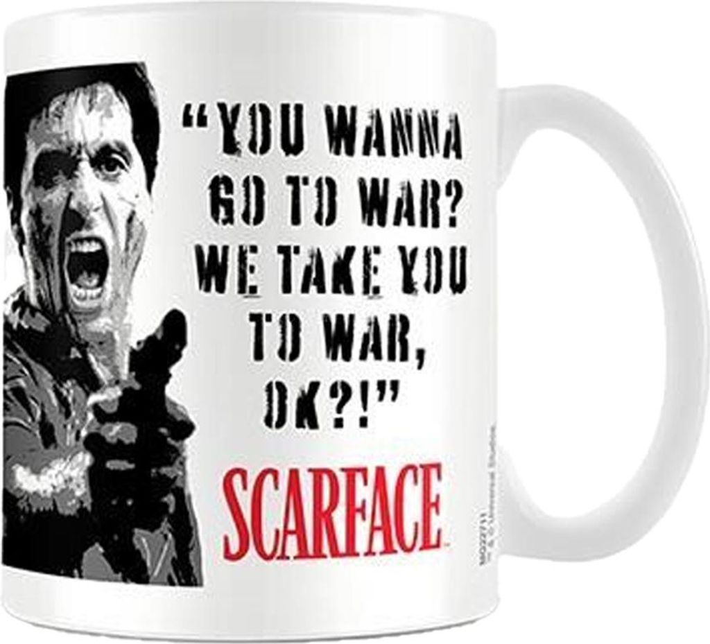 Scarface - "War" Kaffeebecher, 315ml CD721 (Einheitsgröße) (Weiß/Rot/Schwarz)